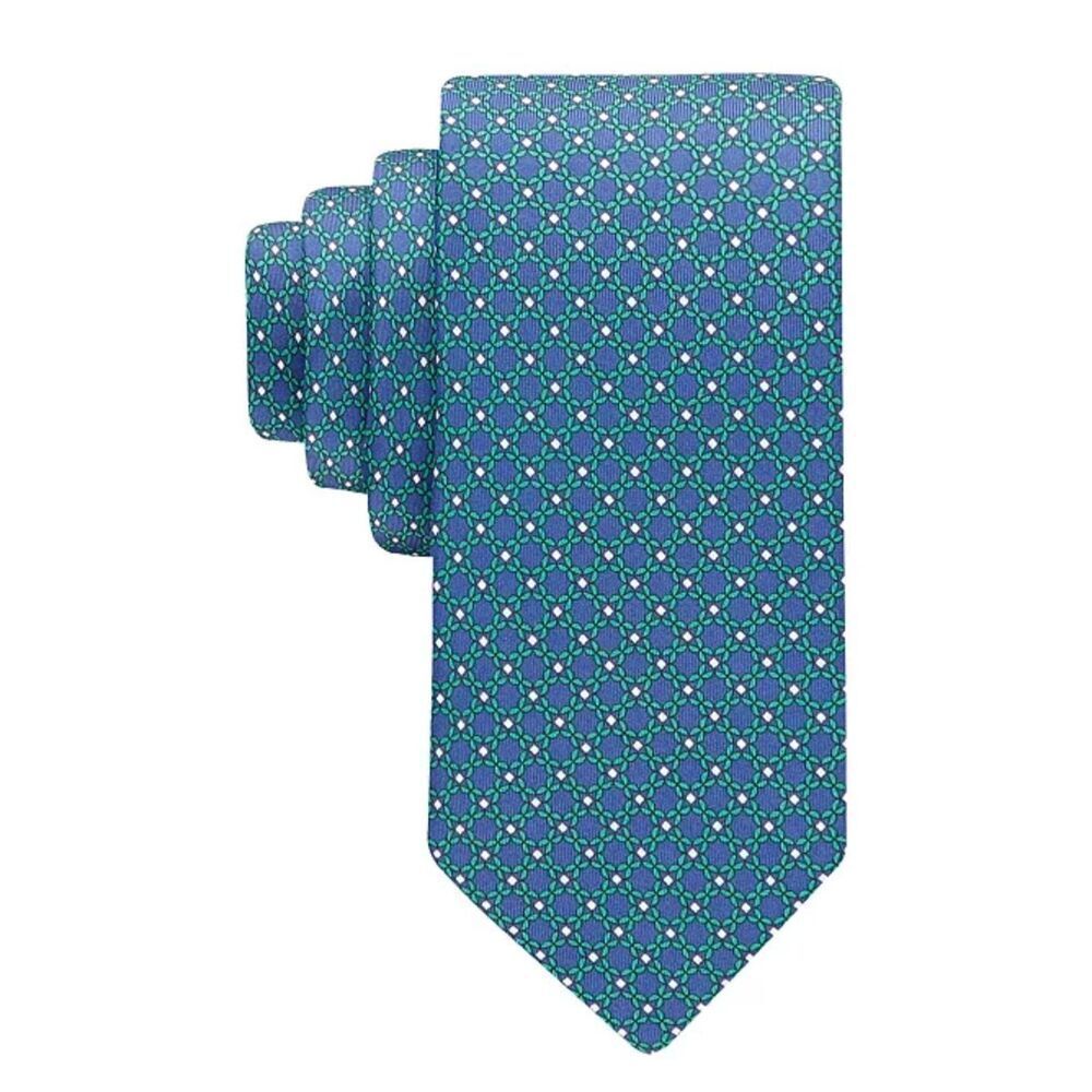 Tommy Hilfiger NWT 3” Silk Maple Medallion Tie Navy/Green OS